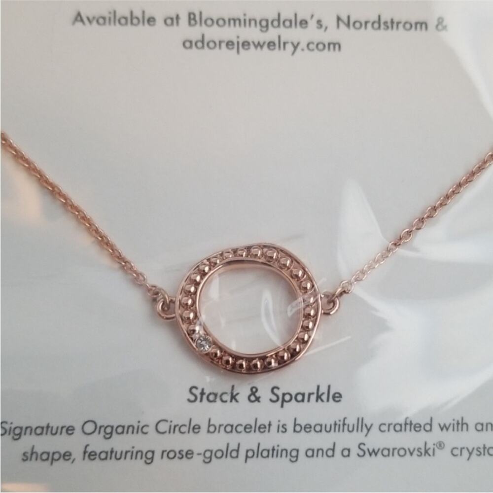 Adore Swarovski Organic Circle Bracelet NWT - Rose Gold Retail $39 - Picture 4 of 5